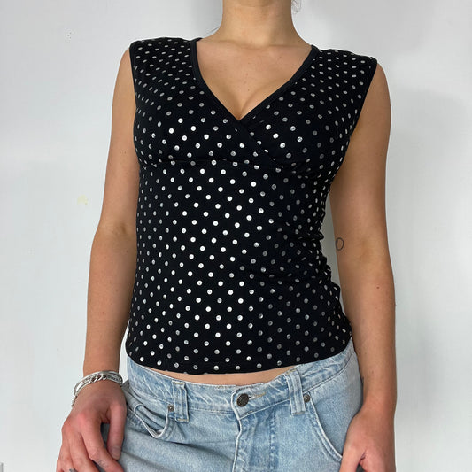 Y2K vintage polka dot wrap top - Size S