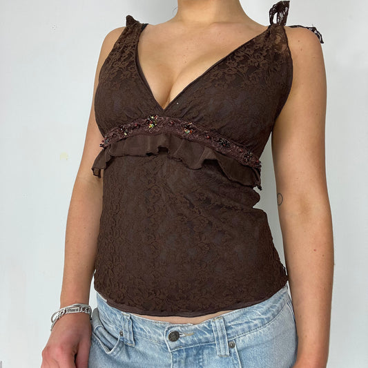 Y2K lace glitter cami vest top - size S