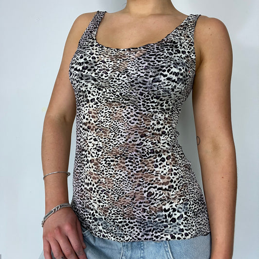 00s vintage leopard mesh vest top - Size S