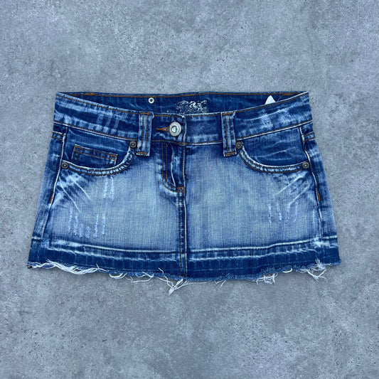 Y2K Denim PIMKIE Diamonte Pocket Distressed Micro Skirt