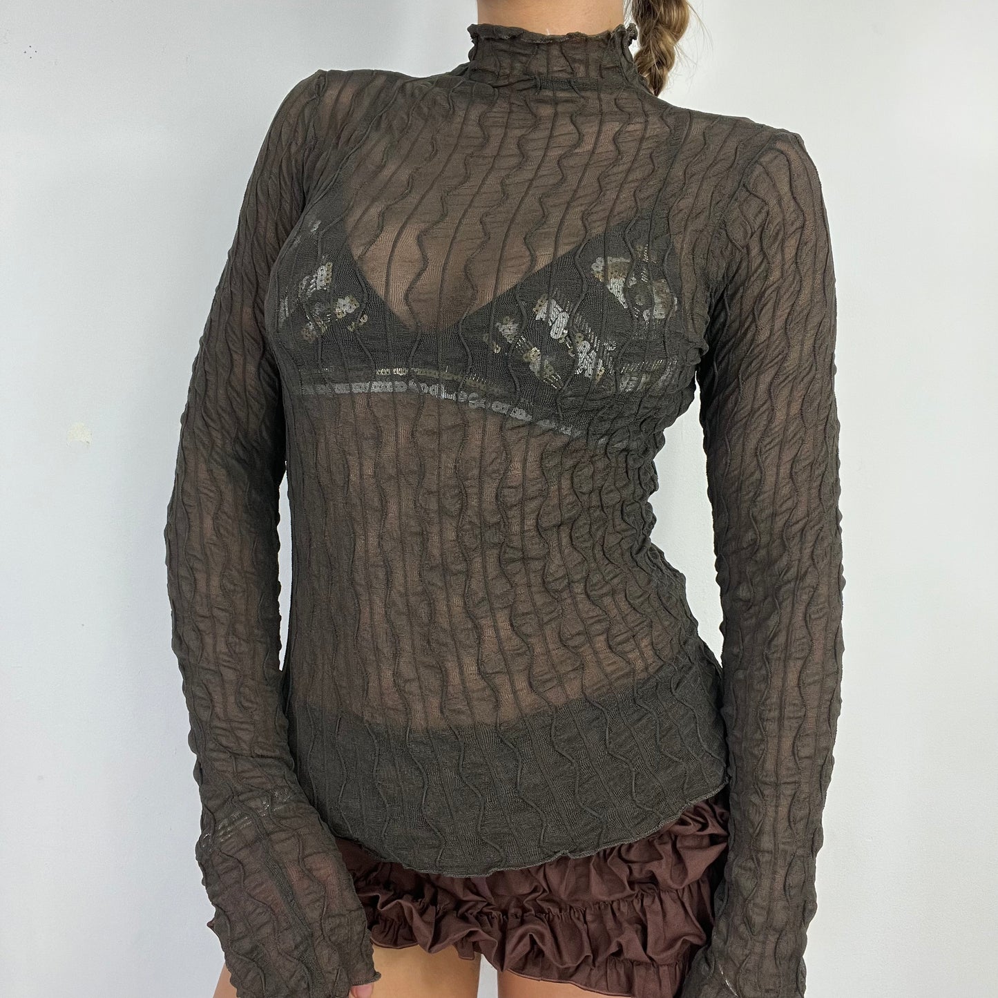 00s lace long sleeve turtle neck top - Size s