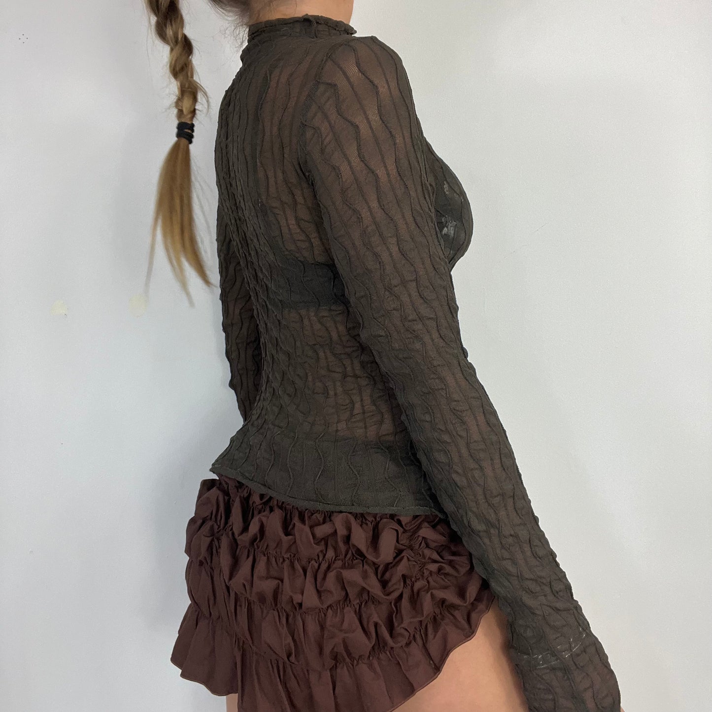 00s lace long sleeve turtle neck top - Size s