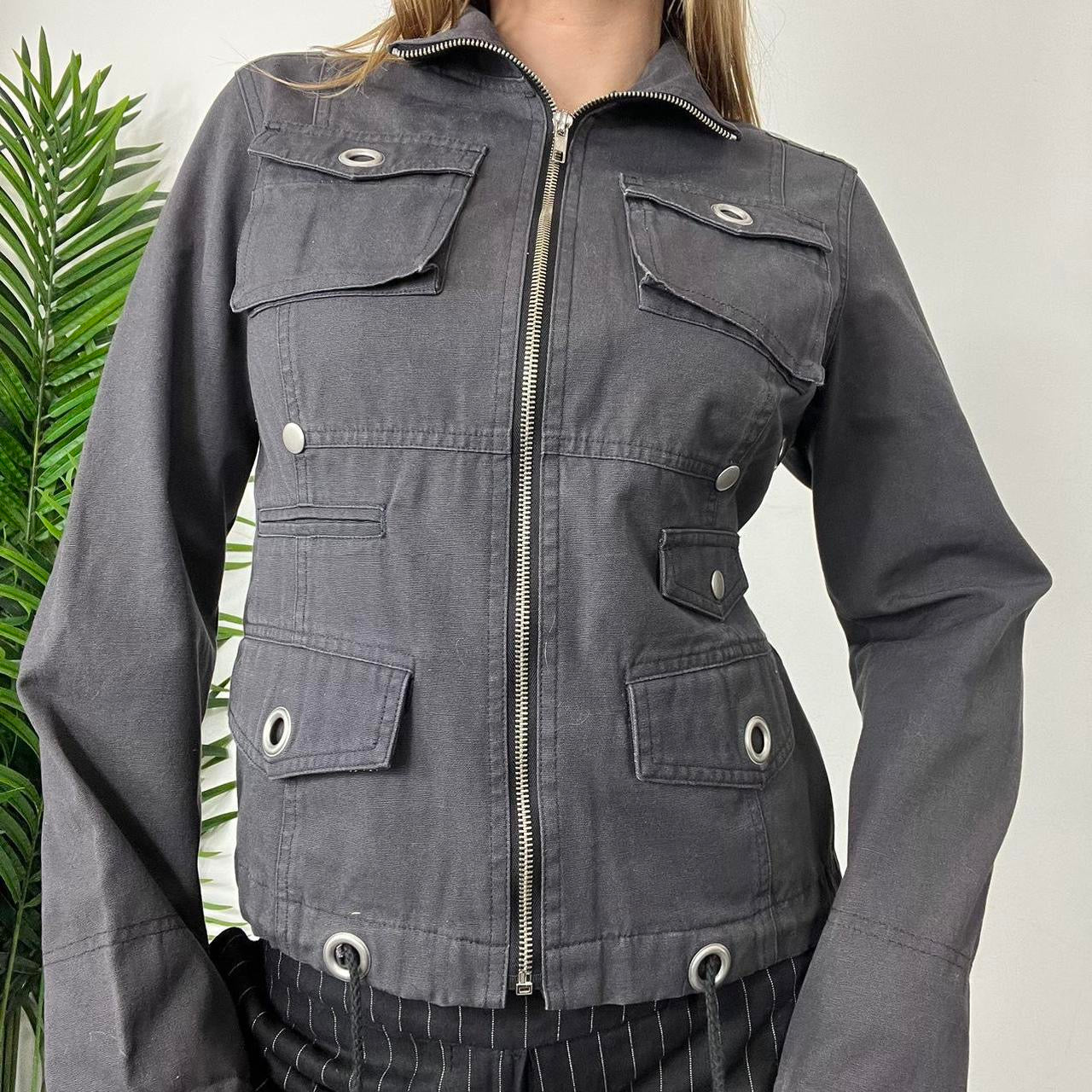 90s Charcoal Grey Cargo Jacket