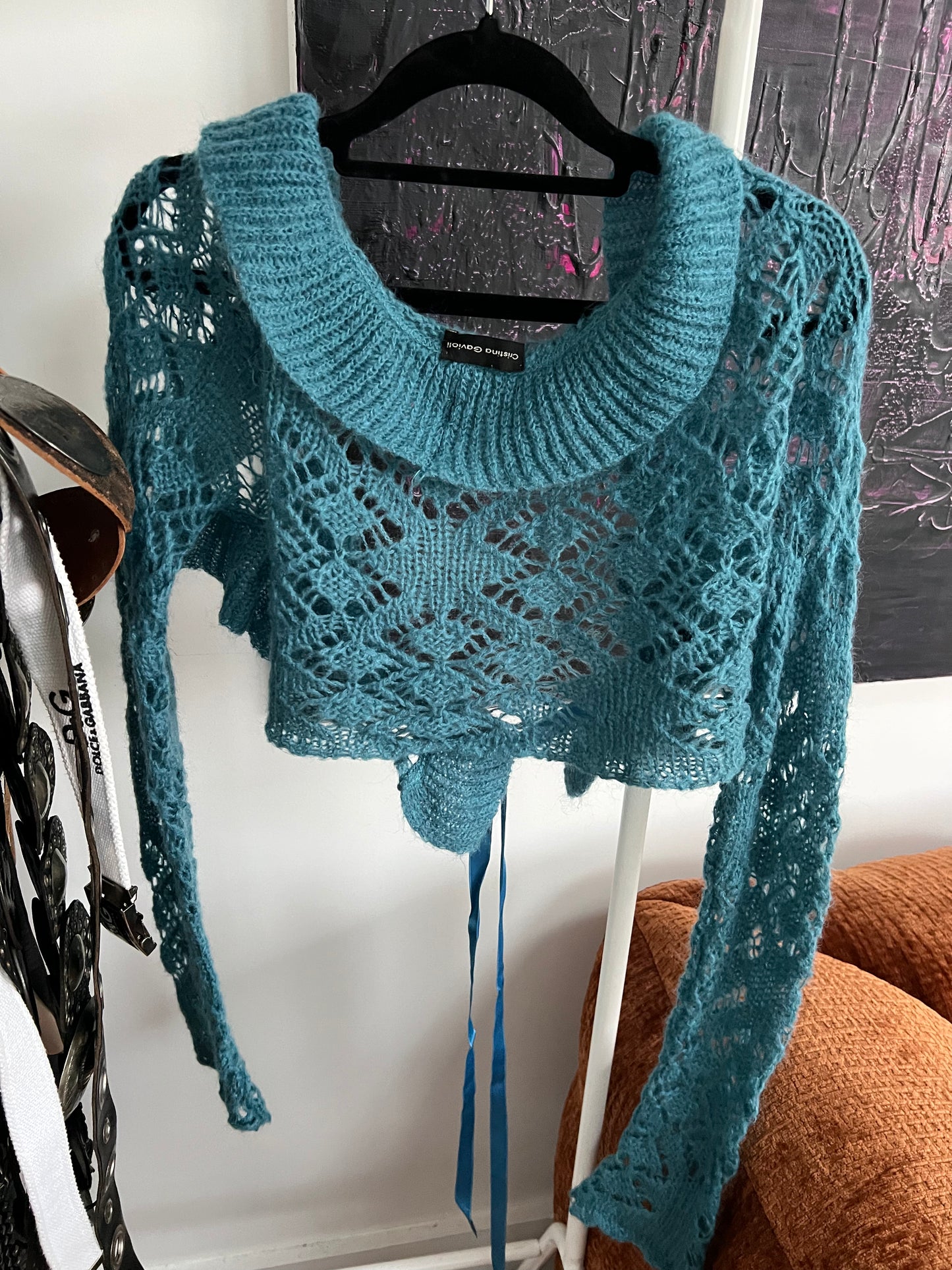 Blue Teal Soft Knit Bolero Cardigan (M)