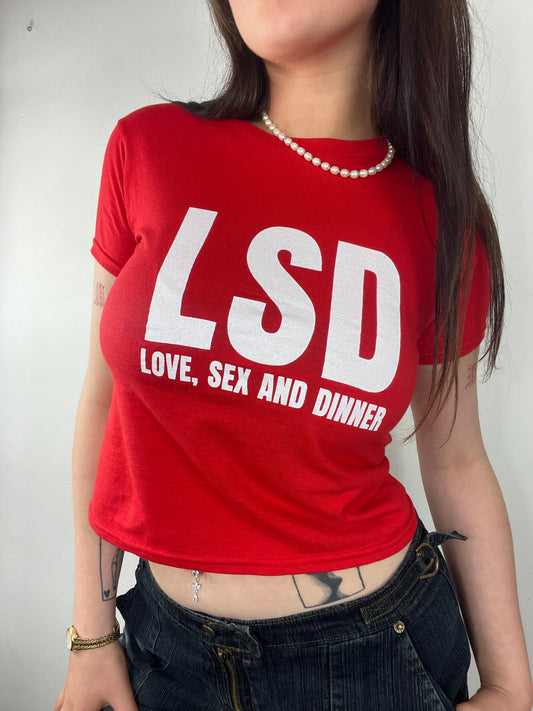 Love Sex And Dinner Slogan Baby Tee