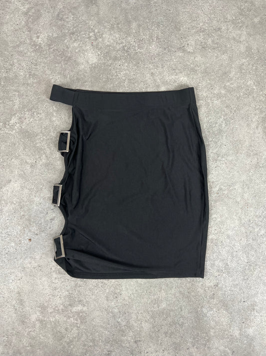 90s mini buckle black skirt