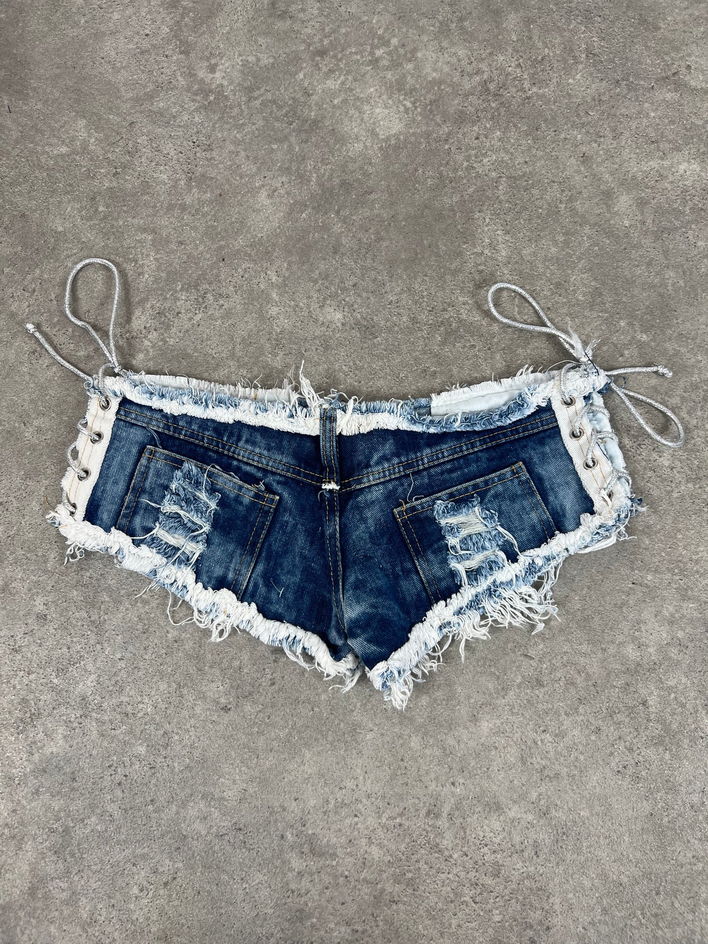 90s hot denim lace up hot pants