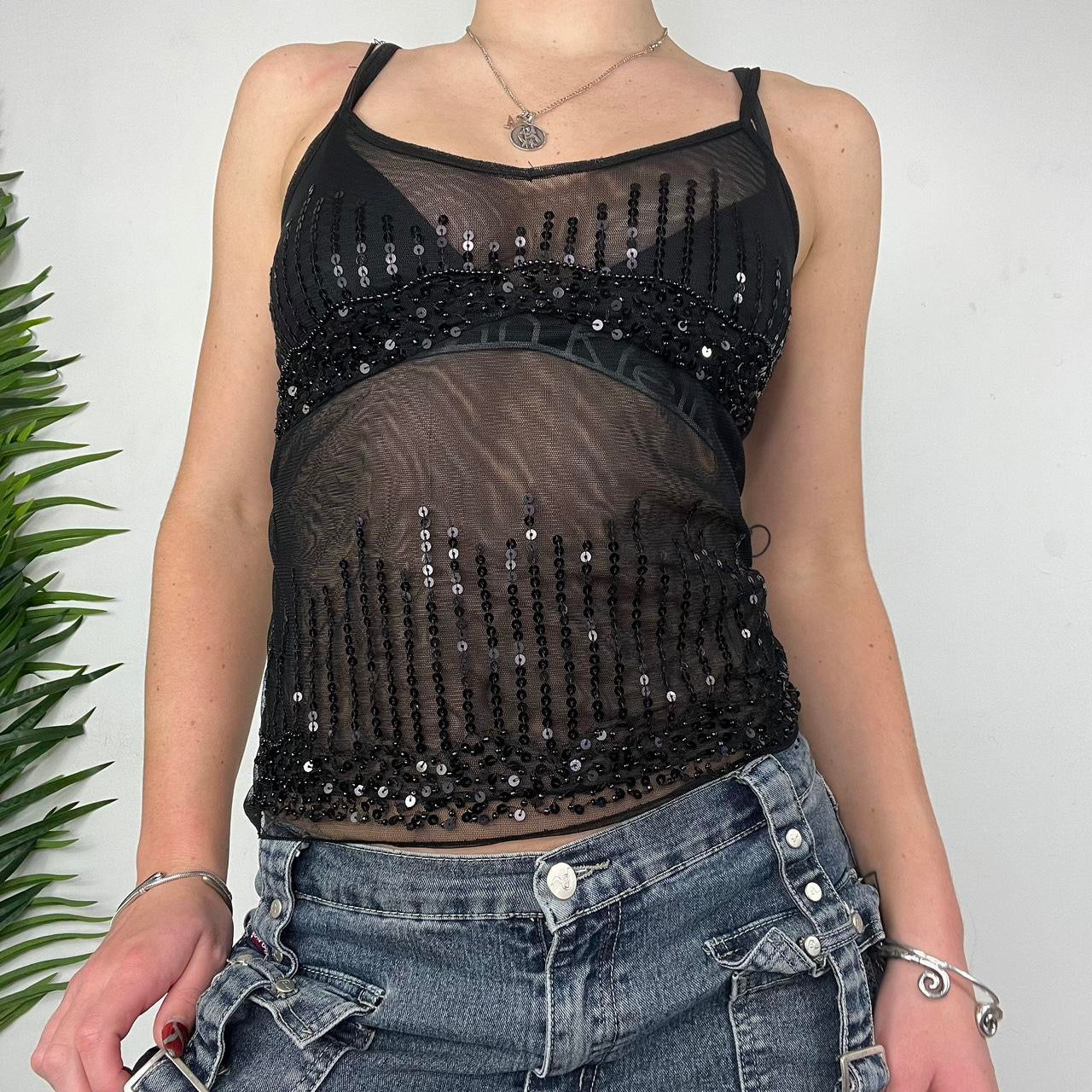 90s mesh sequin cami top