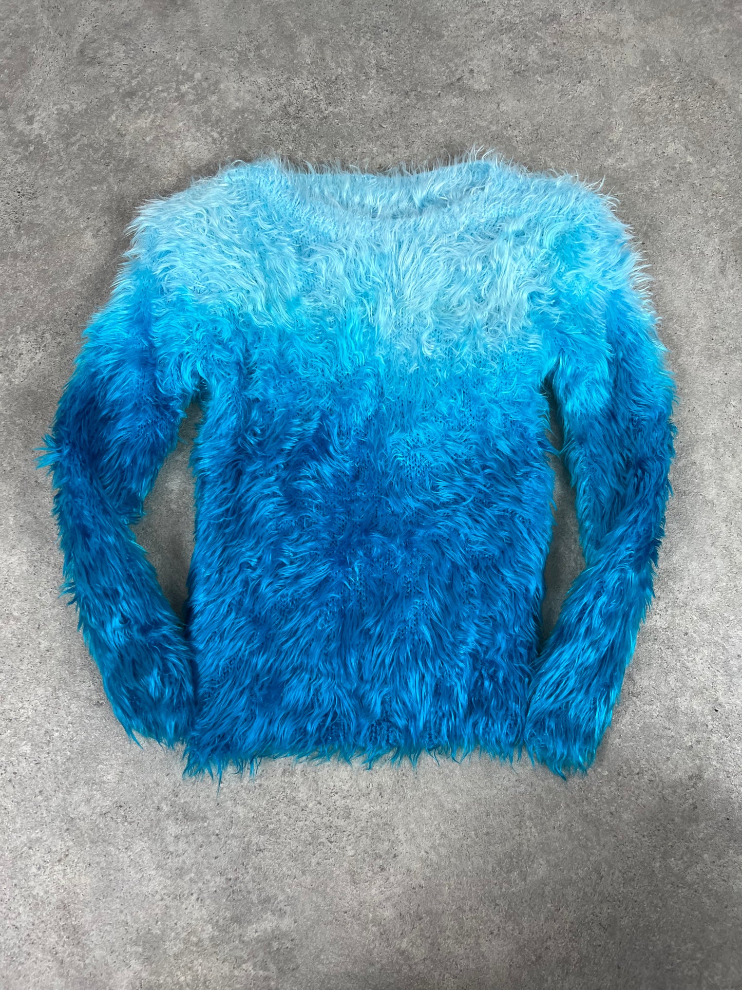 90s Blue Ombre Cropped Furry Knit