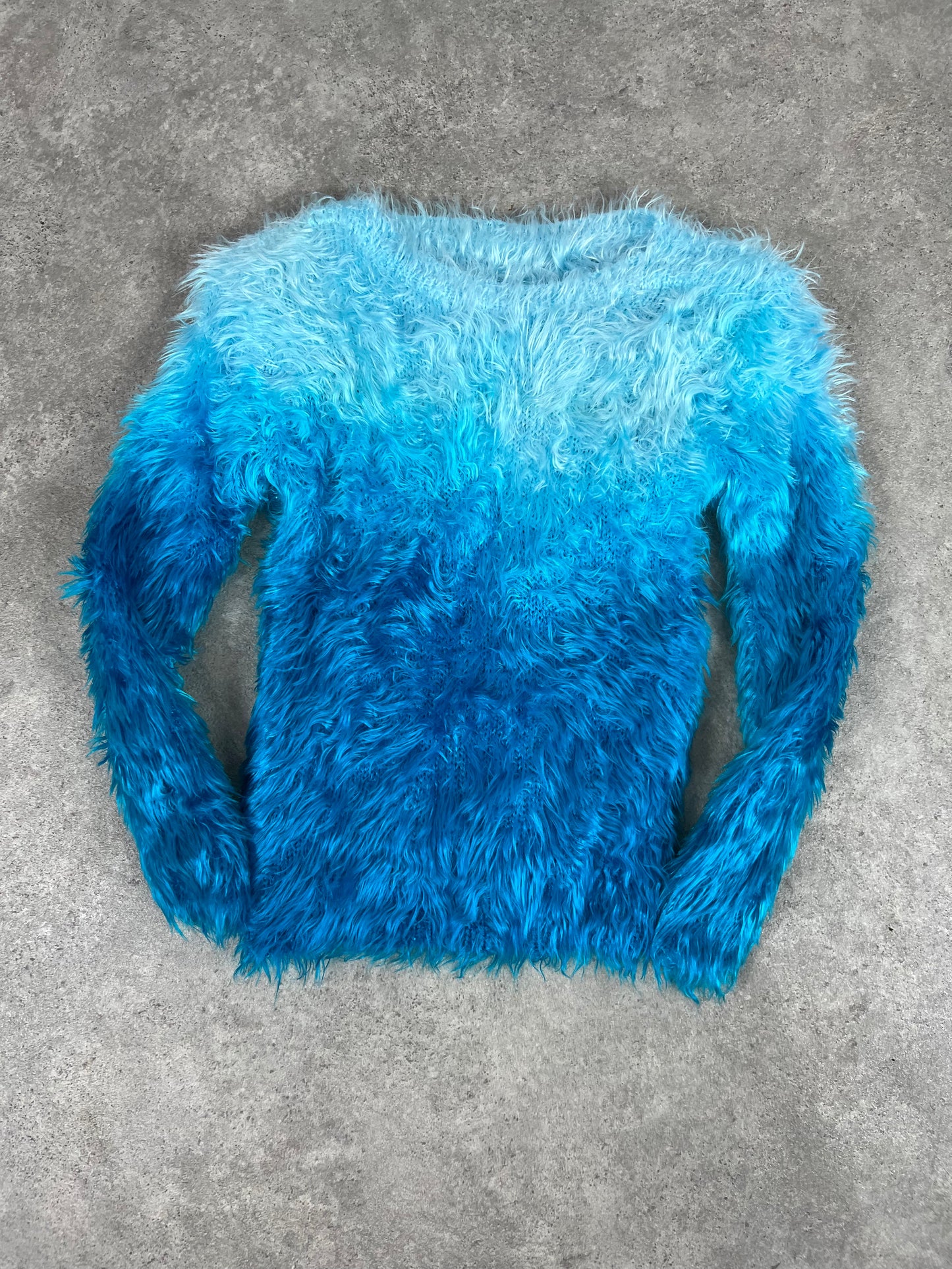 90s Blue Ombre Cropped Furry Knit