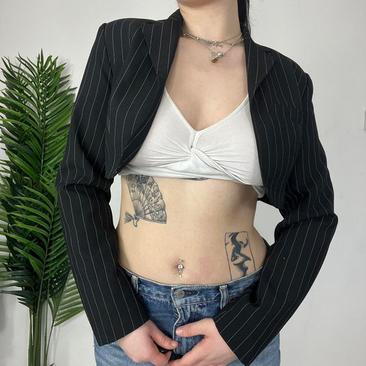 90s Cropped Pinstripe Blazer