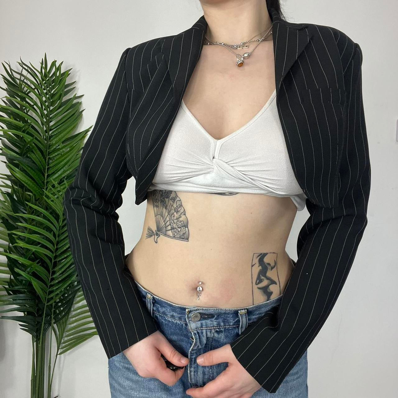 90s Cropped Pinstripe Blazer