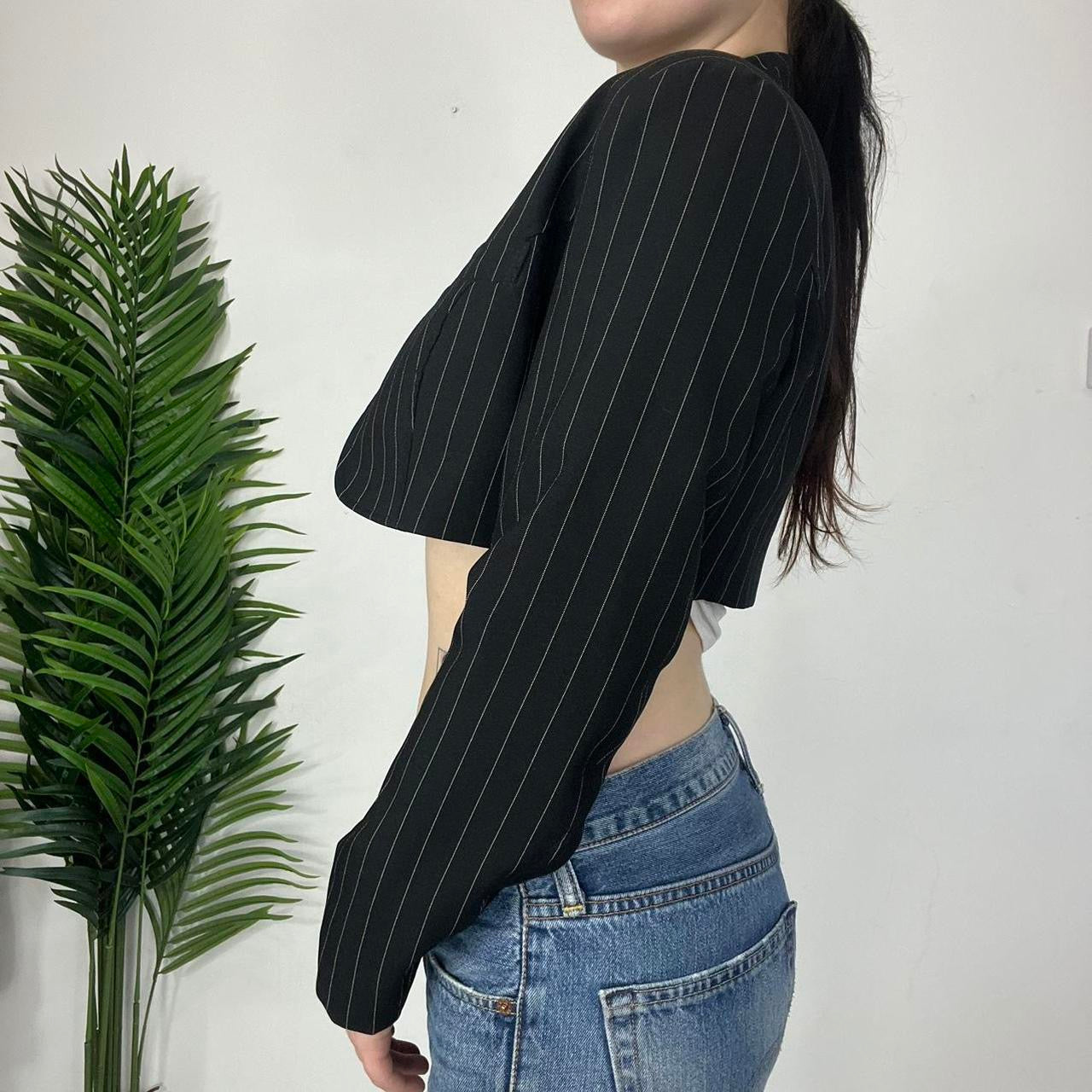 90s Cropped Pinstripe Blazer