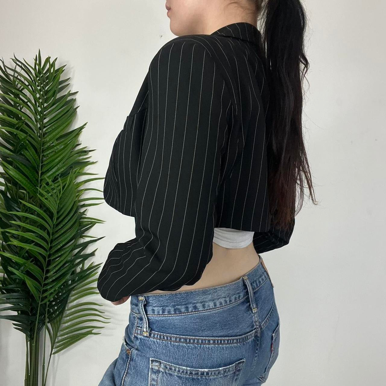 90s Cropped Pinstripe Blazer