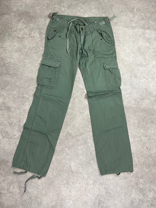 90s Green Adjustable Cargo Trousers (s)