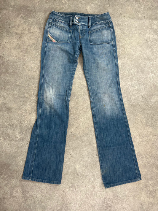 90s Diesel Low Rise Belted Flare Jeans (s)