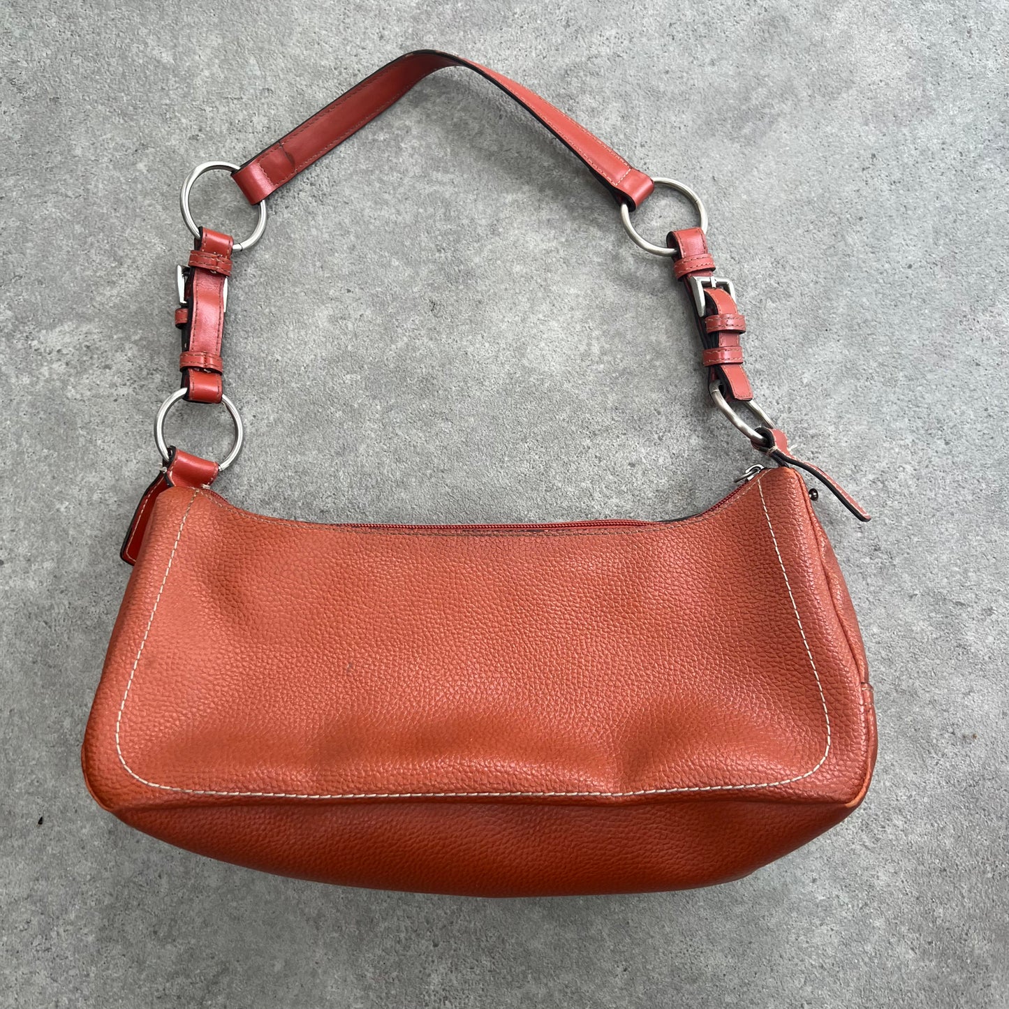 Burnt orange leather shoulder bag