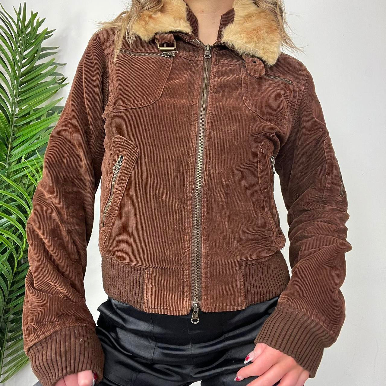 90s Brown Corduroy Bomber Jacket