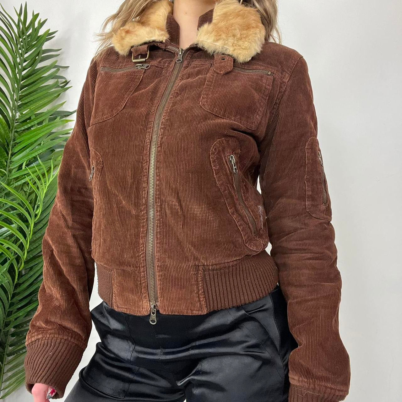 90s Brown Corduroy Bomber Jacket