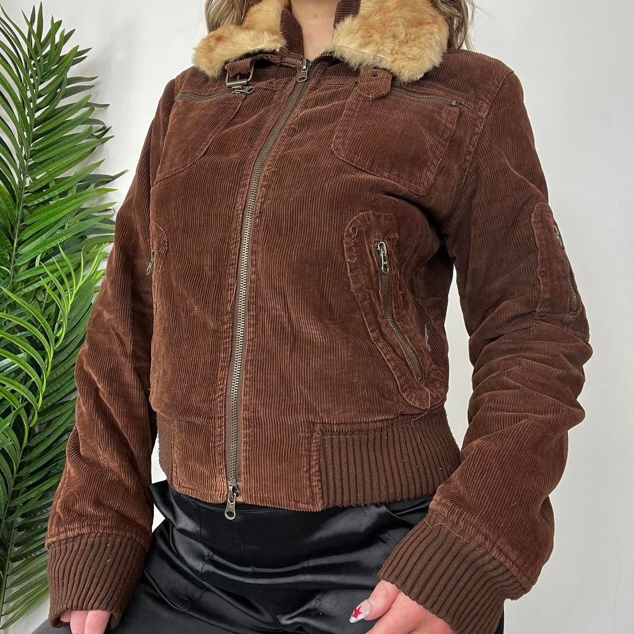 90s Brown Corduroy Bomber Jacket