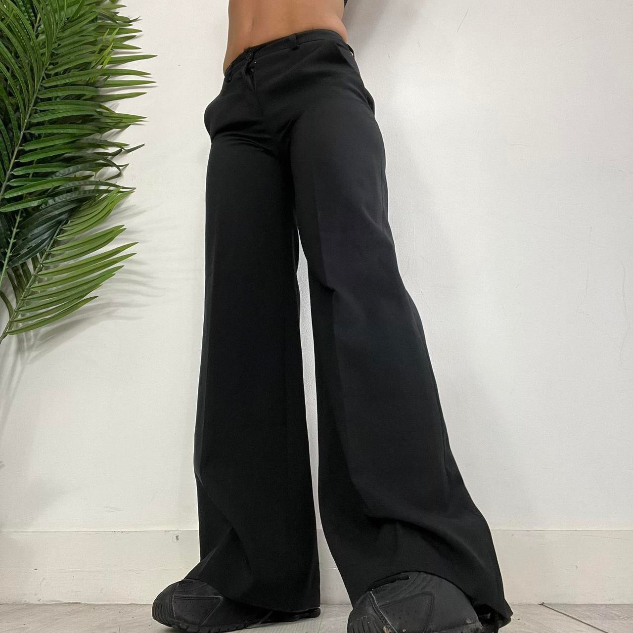 90s Wide Leg Black Suit Pants