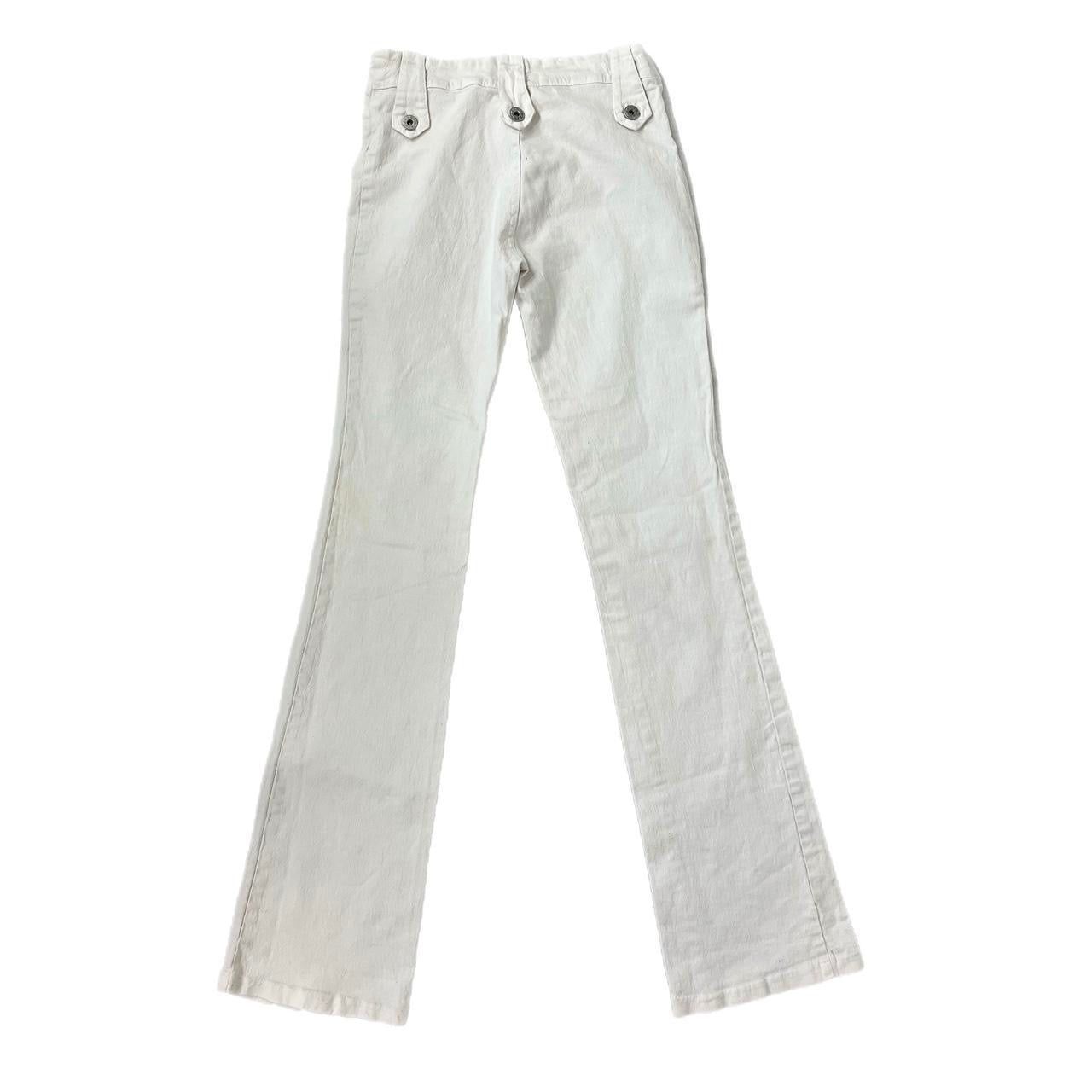 90s Low Rise White Flare Trousers - Small