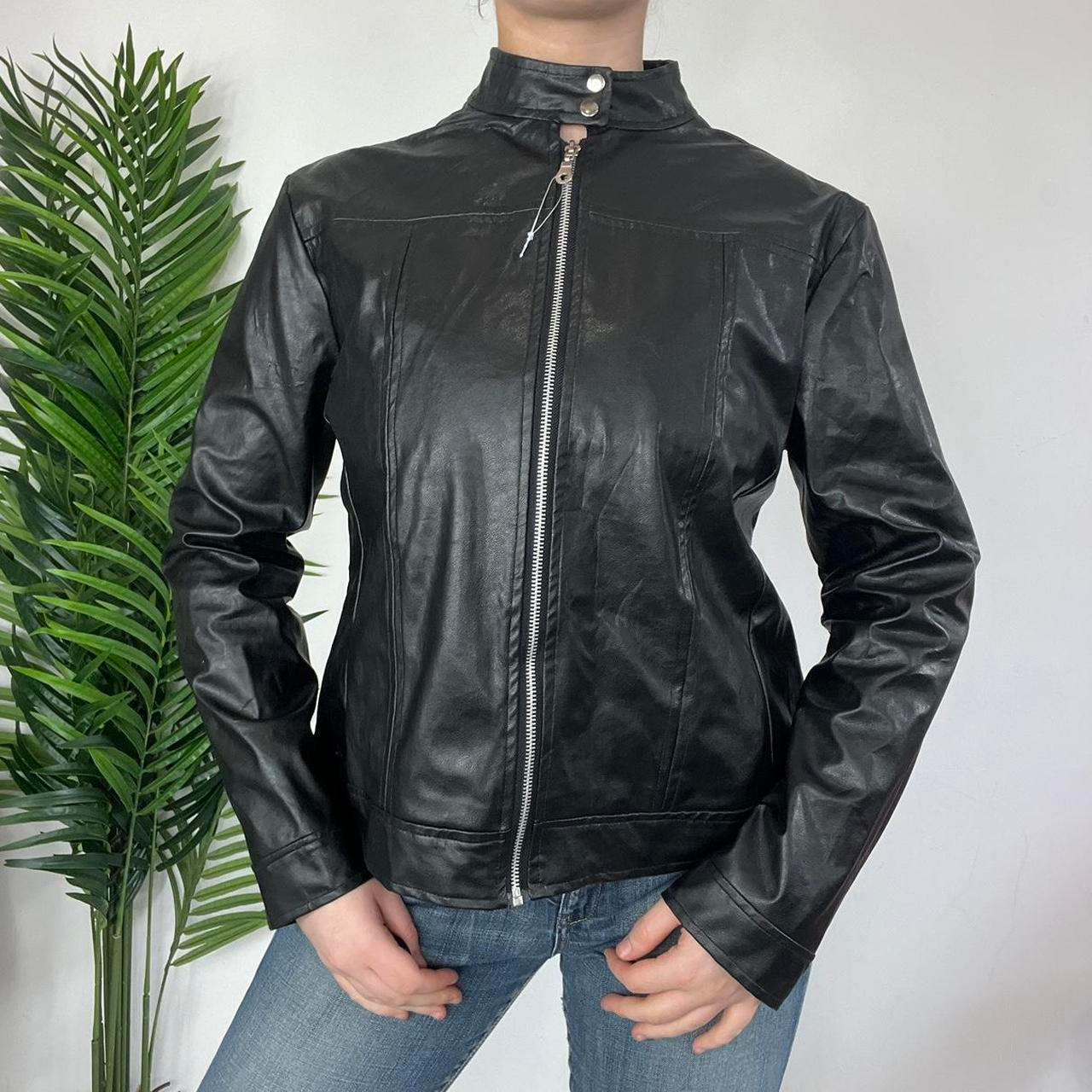 90s Faux Leather Black Leather Jacket