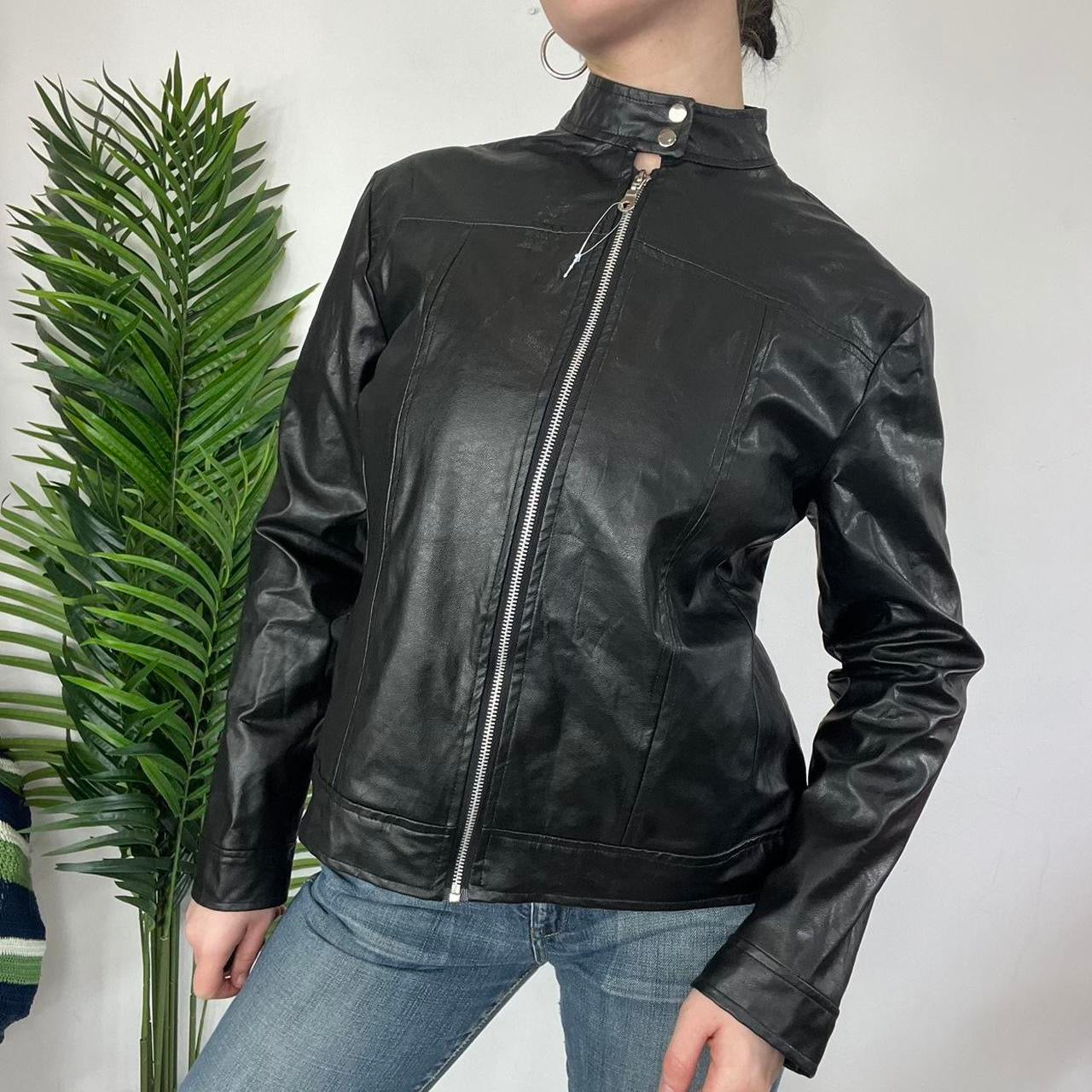 90s Faux Leather Black Leather Jacket