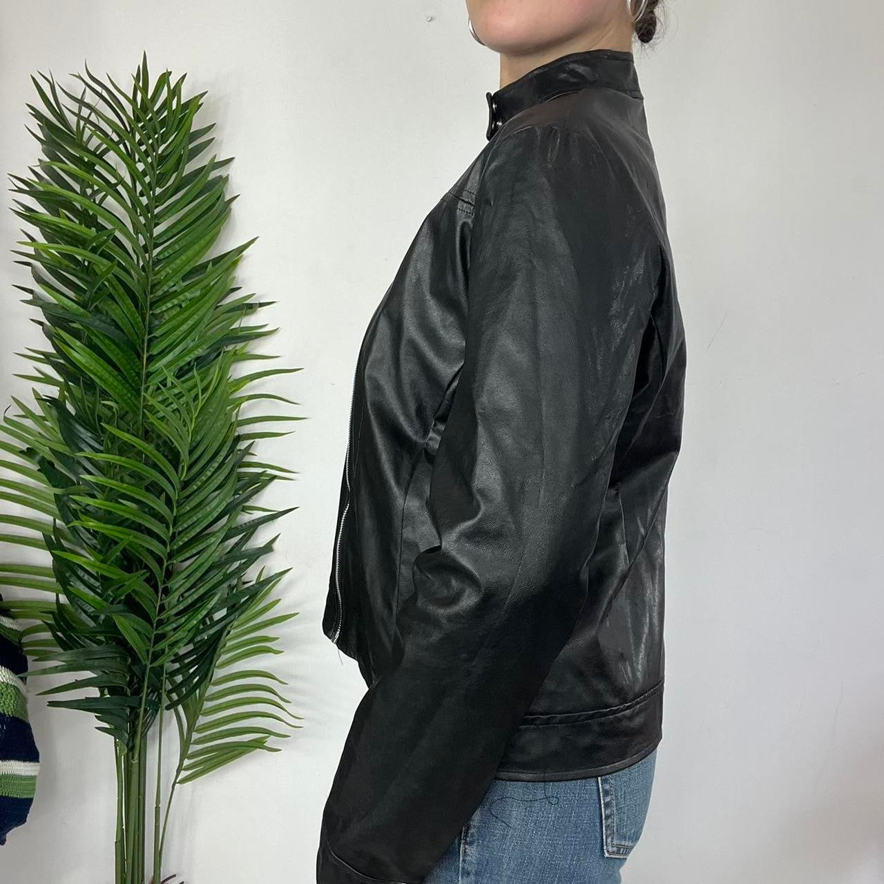 90s Faux Leather Black Leather Jacket