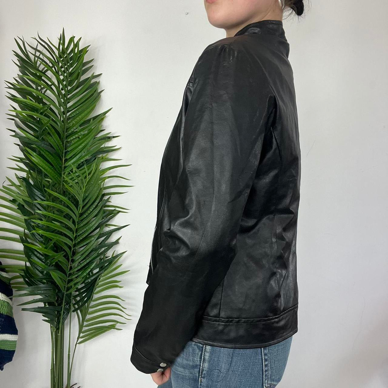 90s Faux Leather Black Leather Jacket