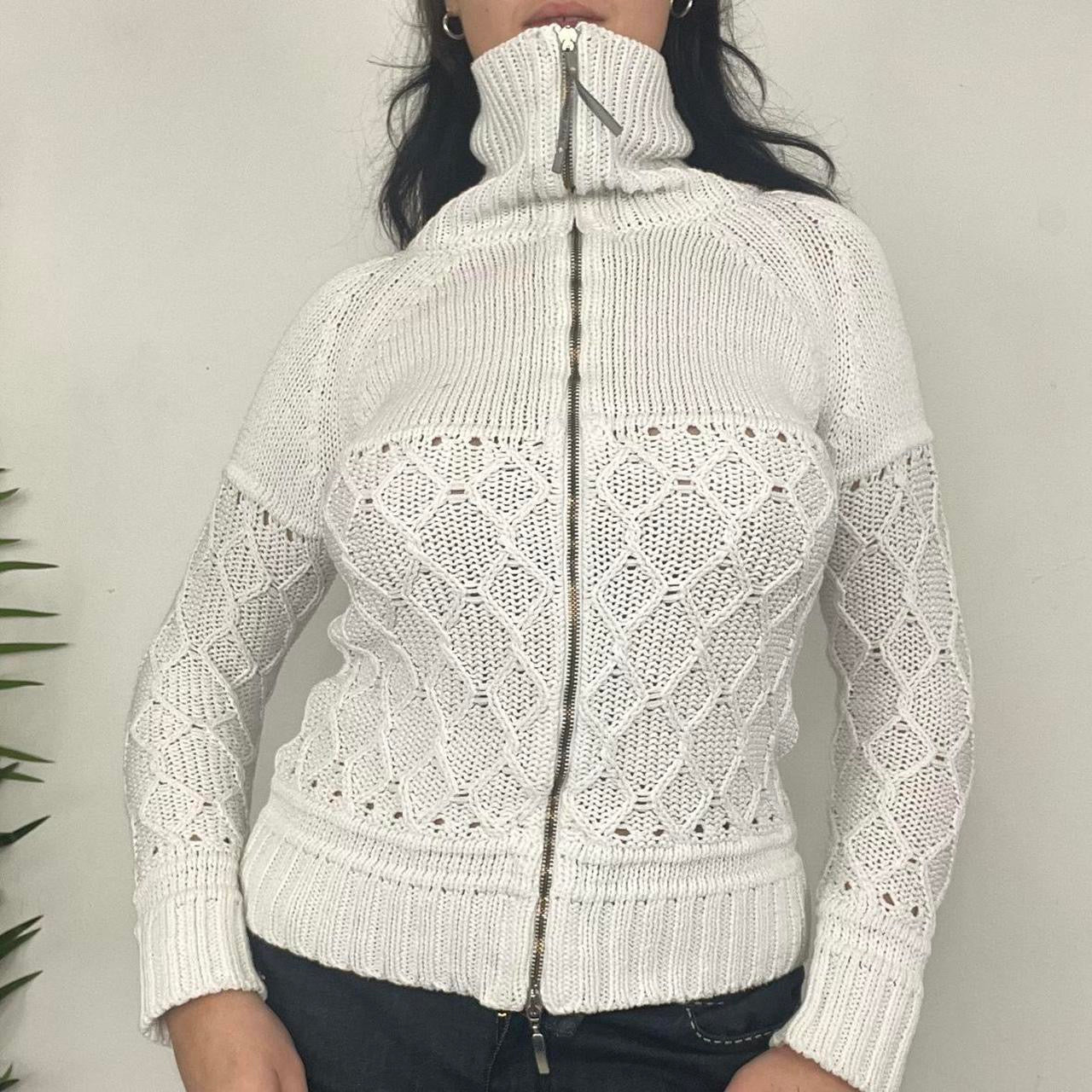 90s White Zip Through Jumper