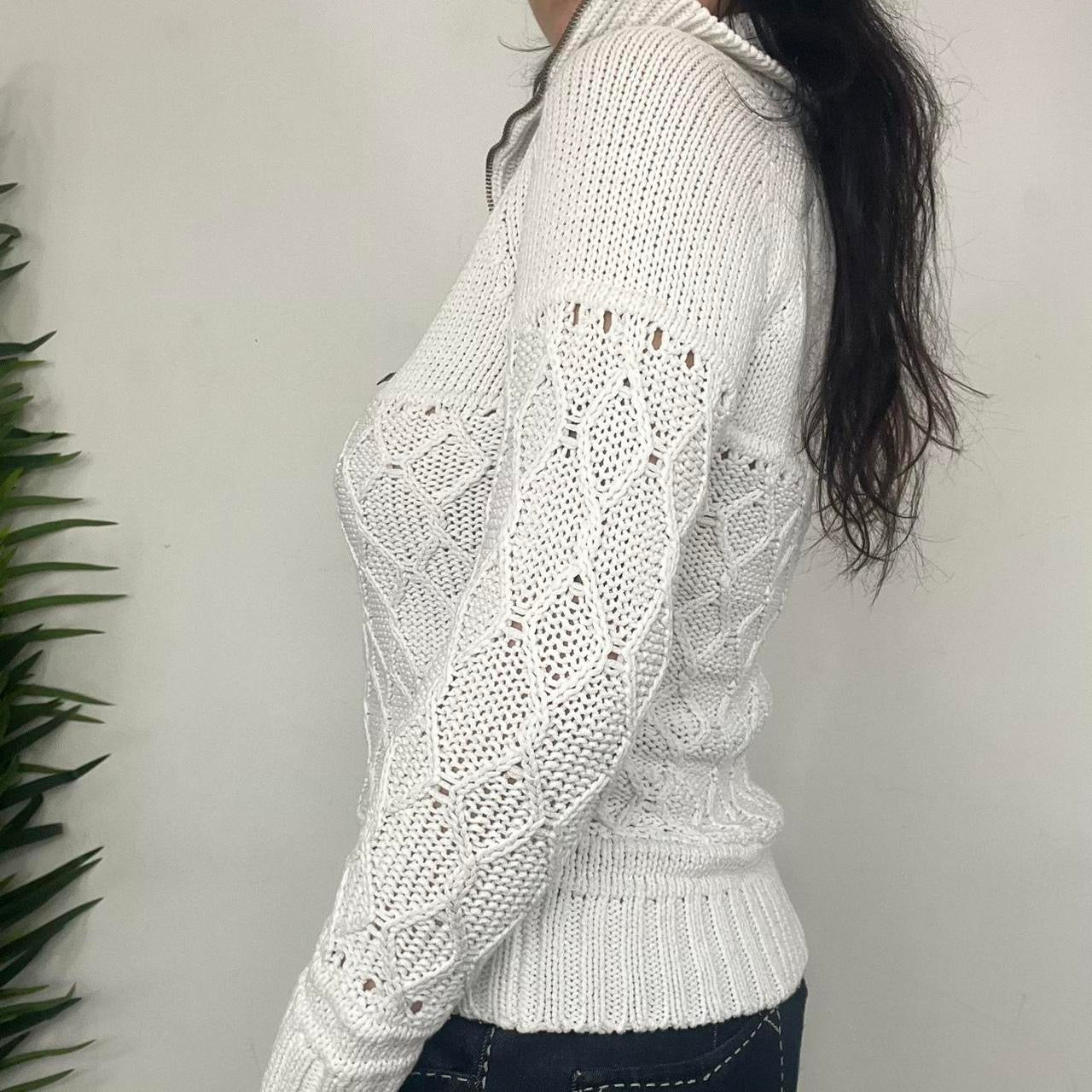 90s White Zip Through Jumper