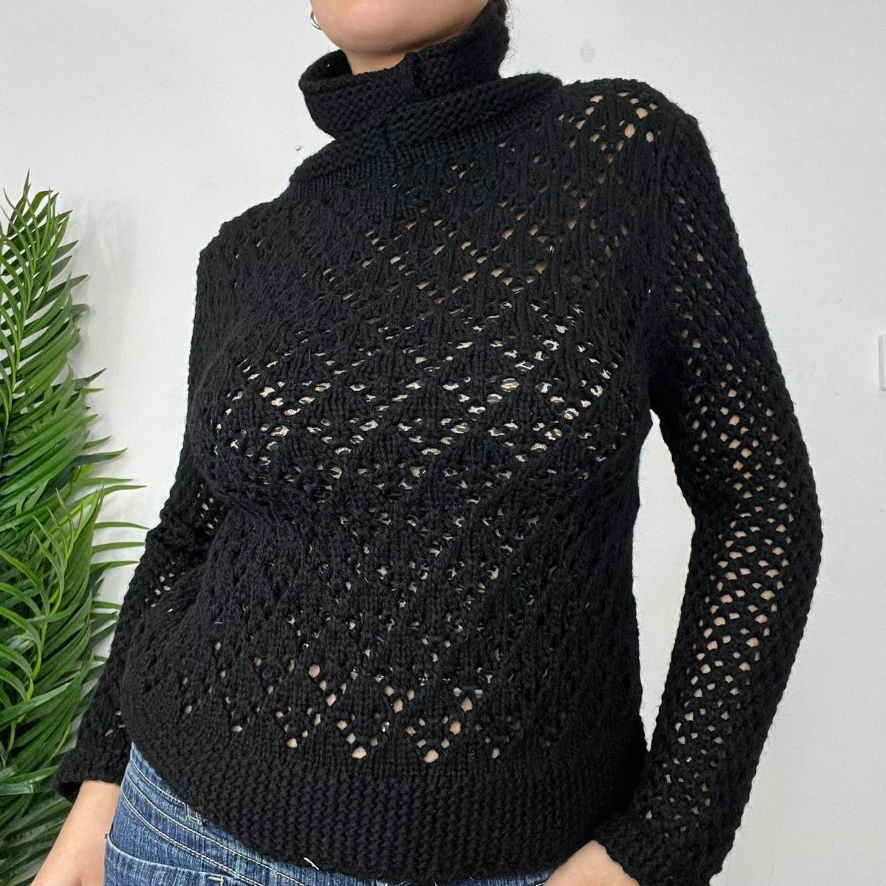 90s Black Knitted Turtle Neck Knitted Jumper