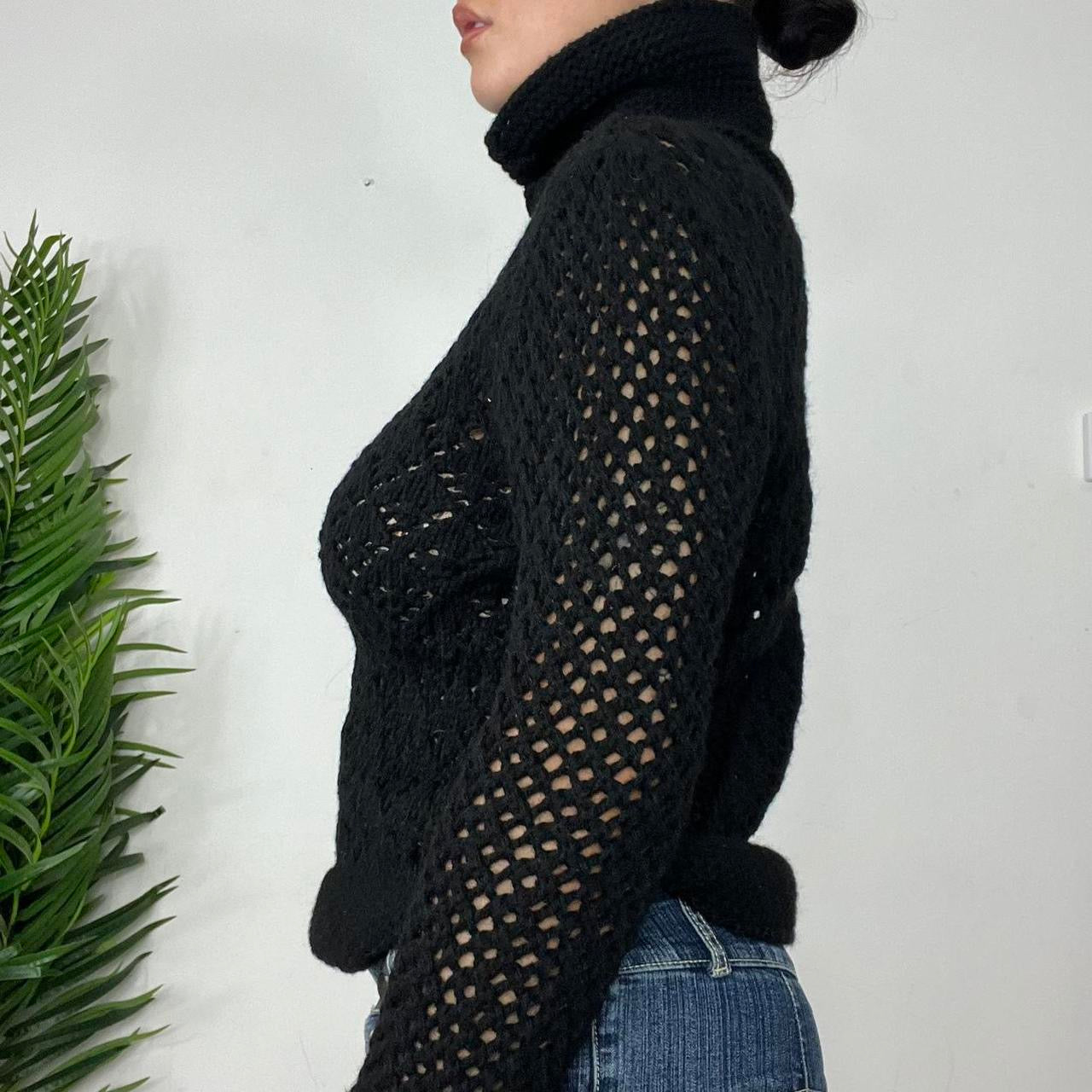 90s Black Knitted Turtle Neck Knitted Jumper