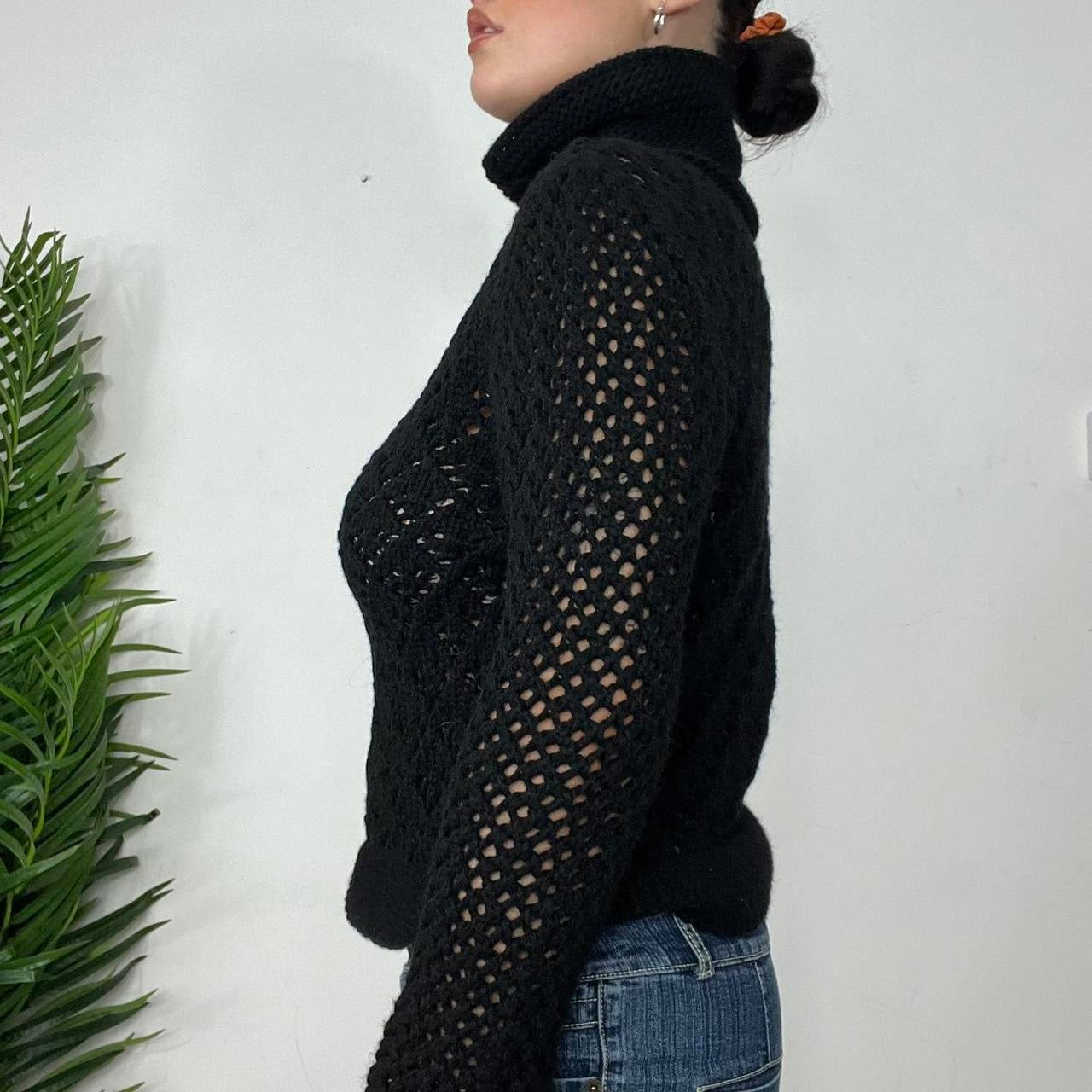 90s Black Knitted Turtle Neck Knitted Jumper