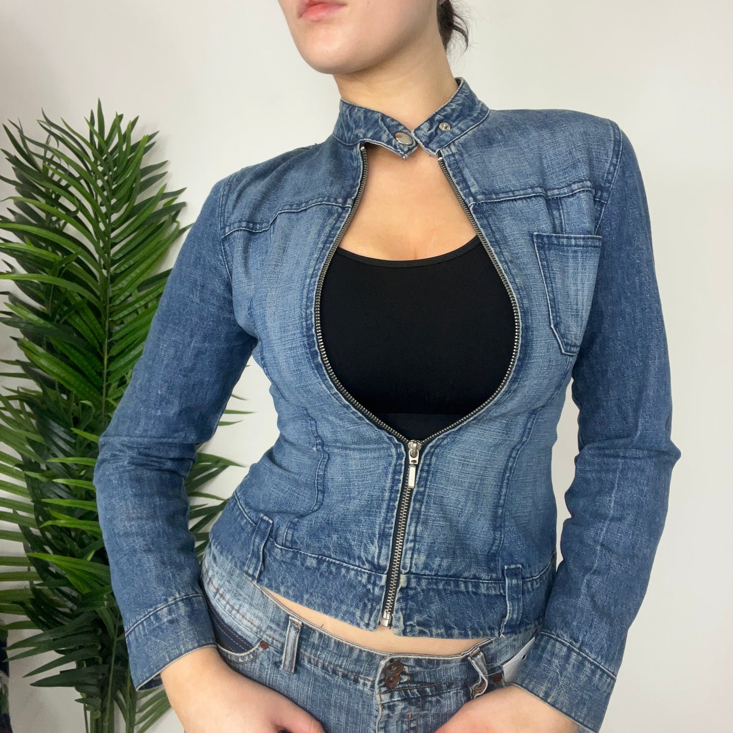 Y2K Denim Moto Denim Jacket