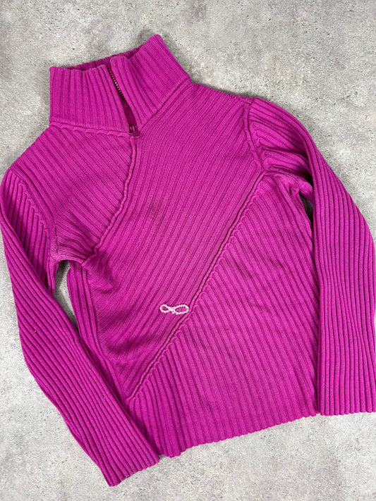 90s vintage purple zip up knit jumper