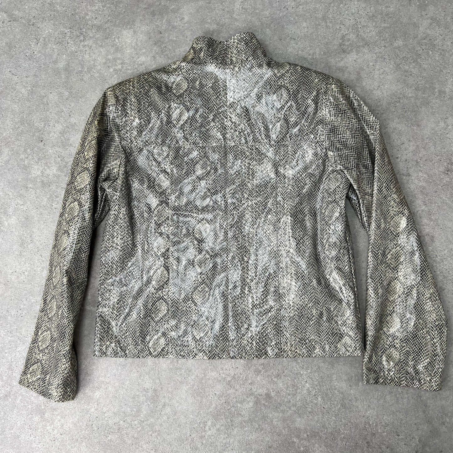 snake print leather look jacket