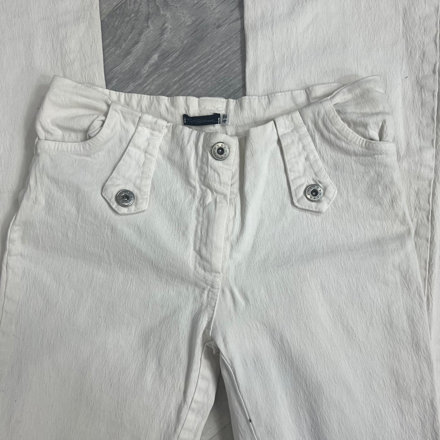 90s Low Rise White Flare Trousers - Small