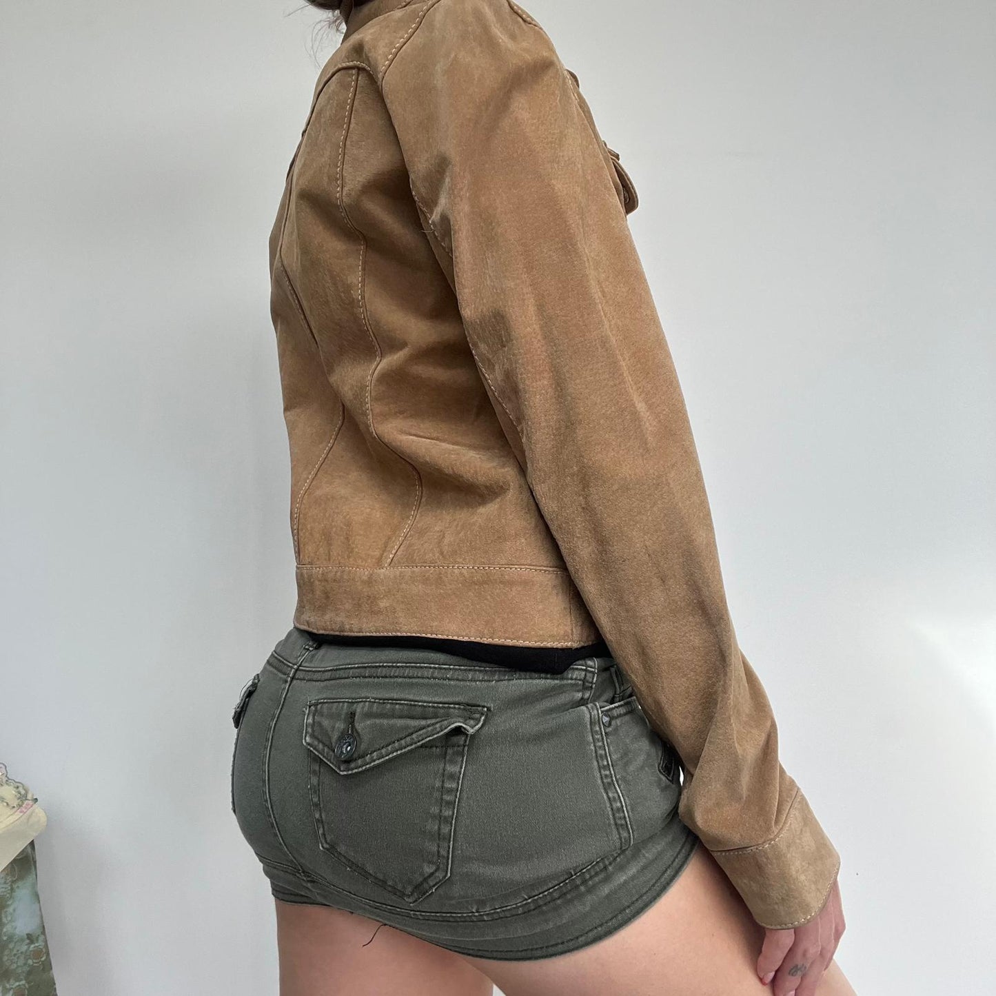 Brown Suede Real Leather Jacket  - S/M