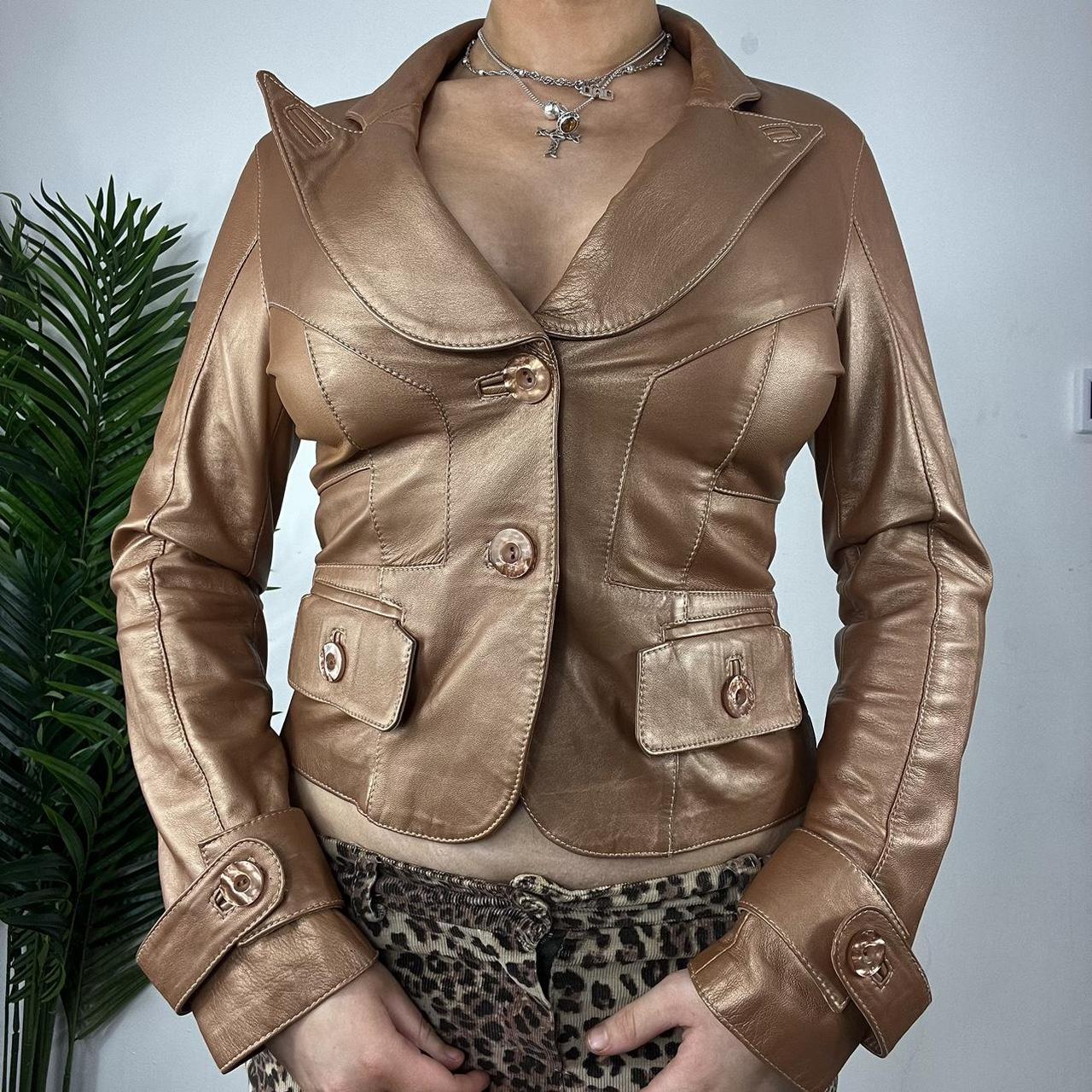 90s Bronze Leather Fitted Blazer