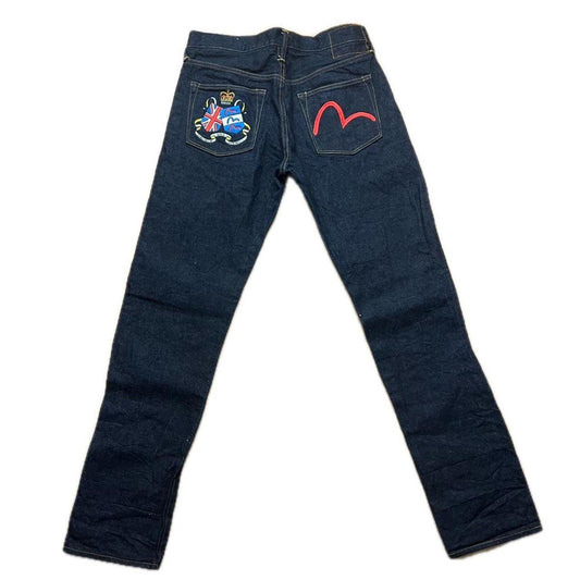 90s Evisu Union Jack Dark Washed Jeans