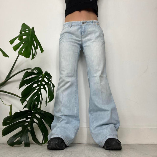 90s Diesel Low Rise Light Wash Flare Jeans