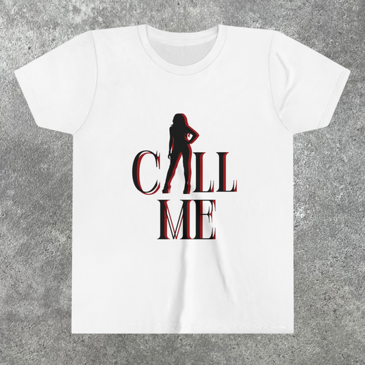 Graphic Print "Call Me" Slogan Baby Tee