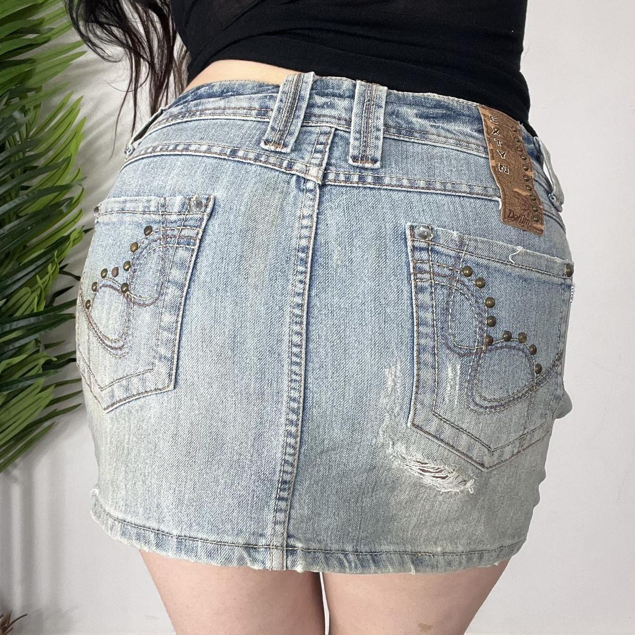 90s Embroidered Denim Mini Skirt