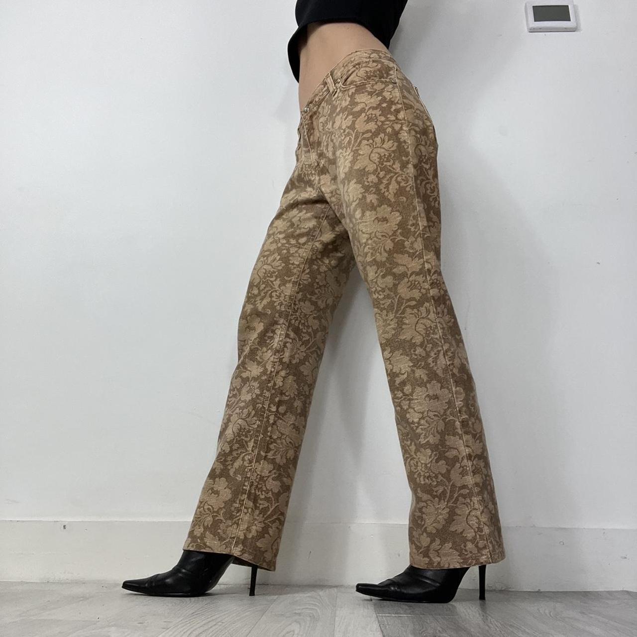 ROBERTO CAVALLI beige print jean trousers