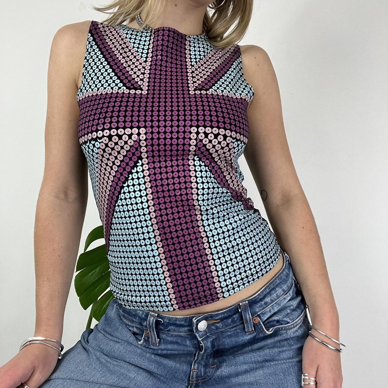 Union Jack purple blue print vest