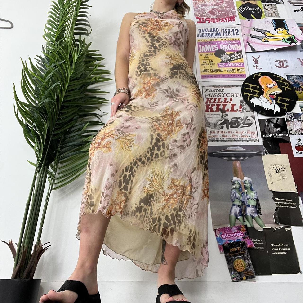 Floral print mesh maxi dress