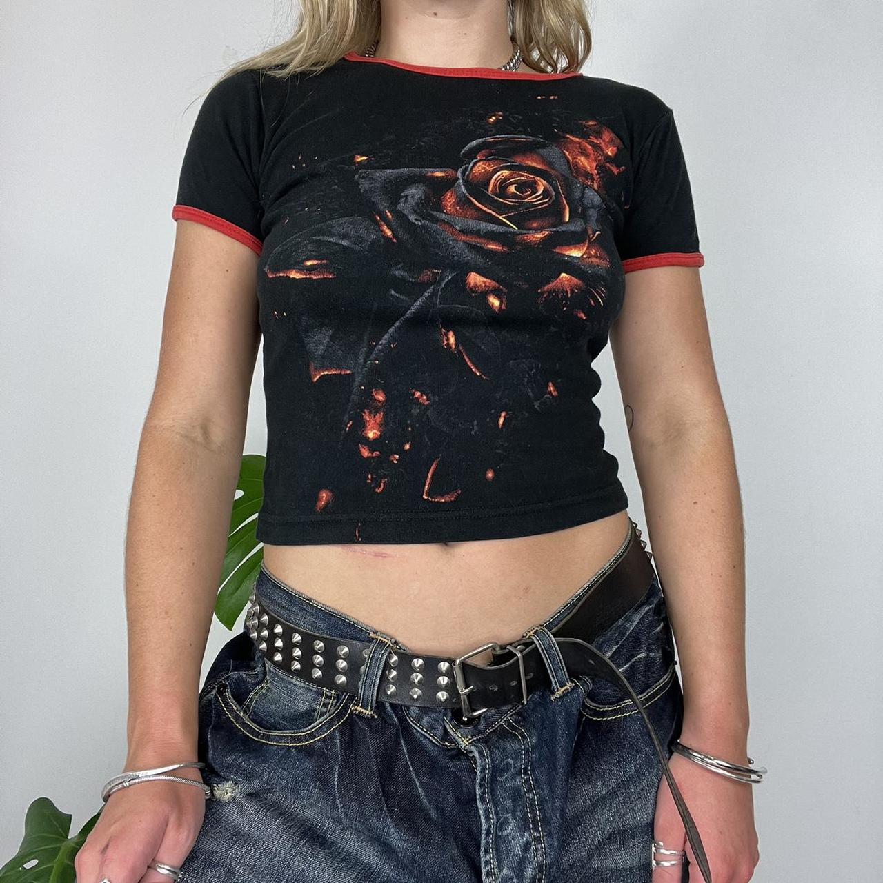 Rose printed baby tee t-shirt