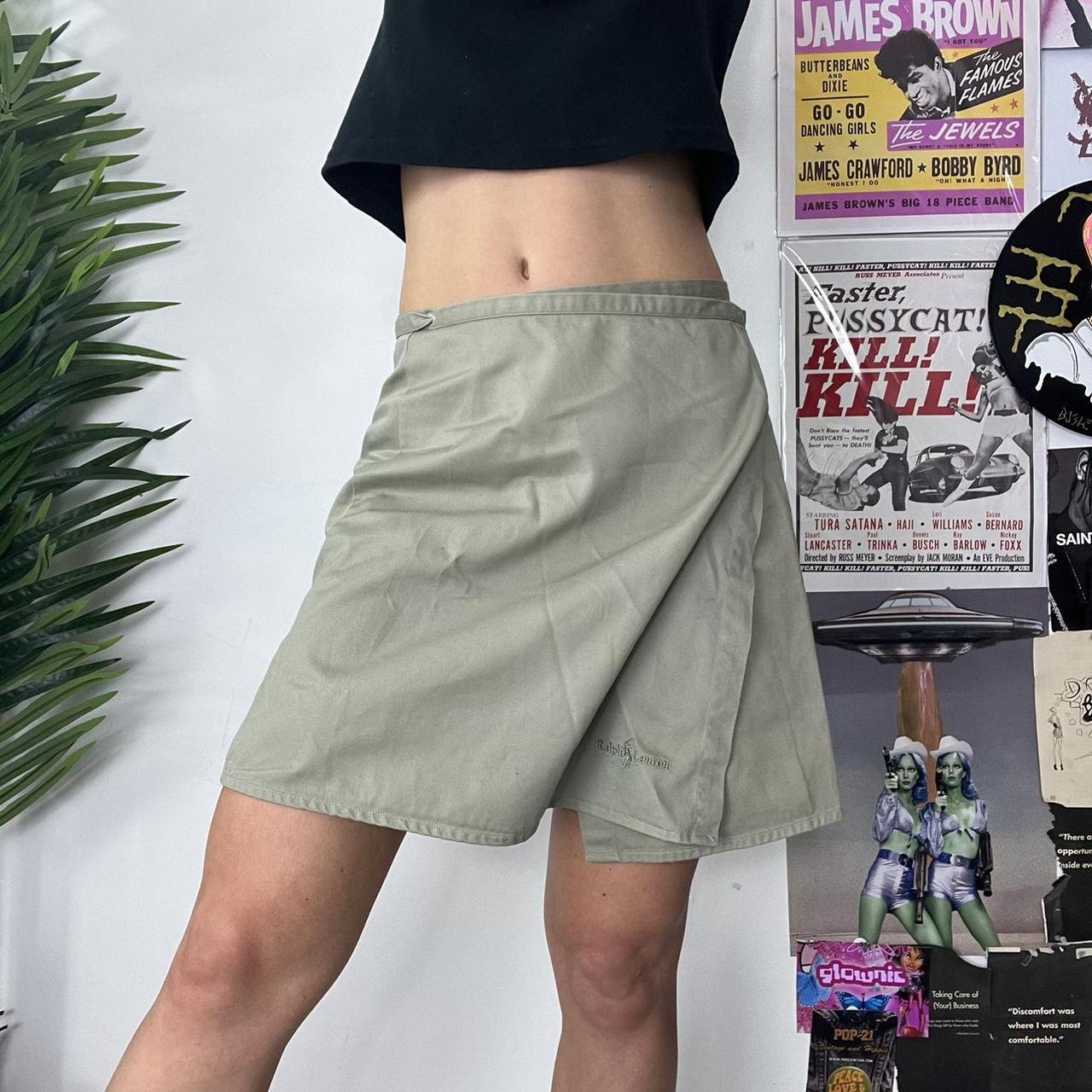 RALPH LAUREN adjustable khaki wrap skirt